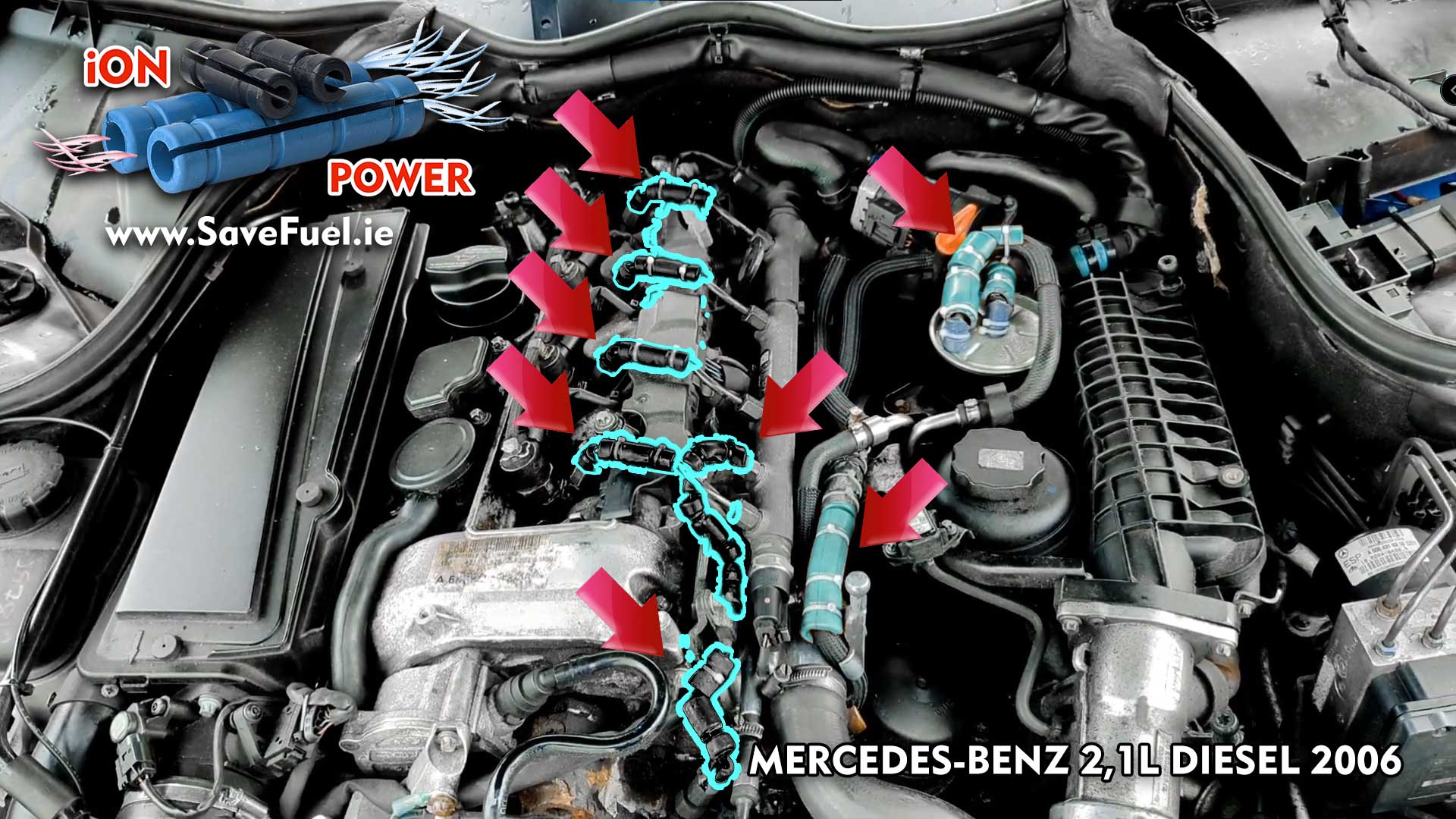 Mercedes-Benz C200 W203 2.1L diesel 4-cylinder engine ion 3HHHO no need hydrogen hho kit hho generator hho gas